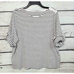 CJ Banks 2x  White Navy Stripe Top